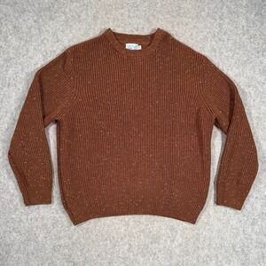 Seawool by Wellen Otter Brown Speckled Knit Crew Neck Sweater Men's Size XXL
